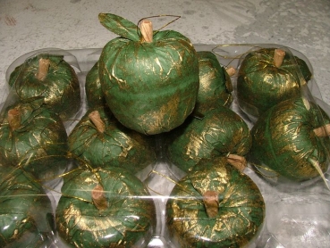Apfel mit Gold grün 4,5cm